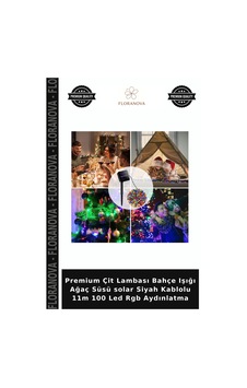 Premium Çit Lambası Bahçe Işığı Ağaç Süsü Solar Siyah Kablolu 11m 100 Led Rgb Aydınlatma Premium Çit Lambası Bahçe Işığı Ağaç Süsü Solar Siyah Kablolu 11m 100 Led Rgb Aydınlatma