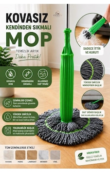 Kovasız Kendinden Sıkmalı Mikrofiber Mop El Değmeden Sıkılan Pratik Paspas Kovasız Kendinden Sıkmalı Mikrofiber Mop El Değmeden Sıkılan Pratik Paspas
