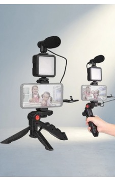 Mikrofonlu Mini Tripod Telefon Tutucu Seti - Mikrofonlu Mini Tripod Telefon Tutucu Seti -