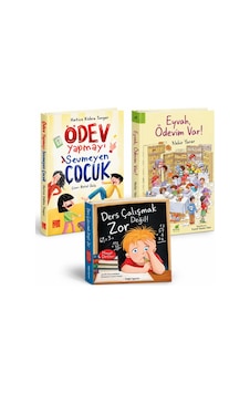 Ders Çalışmak Zor Değil + Ödev Yapmayı Sevmeyen Çocuk + Eyvah, Ödevim Var 3 Kitap Ders Çalışmak Zor Değil + Ödev Yapmayı Sevmeyen Çocuk + Eyvah, Ödevim Var 3 Kitap