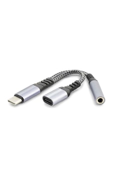 Type-c To Type-c + 3.5 Mm F Kablo Audıo Siyah Gj-014 Type-c To Type-c + 3.5 Mm F Kablo Audıo Siyah Gj-014