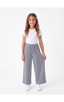 Onloox Kız Çocuk Karışık Renk Kız Karışık Renk Jakarlı İnterlok Geniş Paça Regular Beli Lastikli Çizgili Pantolon 9-10 Yaş