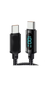 ScHitec SCHK 187 PD100W 5A Type-C To Type-C Dijital Göstergeli Örgülü Hızlı Şarj Data Kablosu ScHitec SCHK 187 PD100W 5A Type-C To Type-C Dijital Göstergeli Örgülü Hızlı Şarj Data Kablosu
