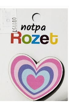 Notpa Rozet Ahşap Kalp Renkli - 3 Adet Çok Renkli