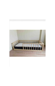 Montessori Yatak Doğal Ahşap Çocuk Yatak 100 200 Cm Doğal Ahşap