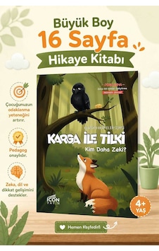 Karga İle Tilki - 16 Sayfa Eğitici Çocuk Hikaye Kitabı - Hediyeli Karga İle Tilki - 16 Sayfa Eğitici Çocuk Hikaye Kitabı - Hediyeli