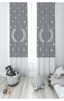 Mekta Home Bebek Ve Çocuk Odası Çelenk Yıldız Desenli Çerçeveli Gri 2 Kanat Fon Perde Mekta Home Bebek Ve Çocuk Odası Çelenk Yıldız Desenli Çerçeveli Gri 2 Kanat Fon Perde