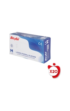 Beybi Pudralı Lateks Eldiven M Beden Beyaz 100'lü 20 Paket Beybi Pudralı Lateks Eldiven M Beden Beyaz 100'lü 20 Paket
