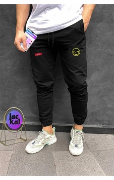 Blackjack Giyim Baskılı Erkek Slim Fit Jogger Eşofman Altı Nasa Siyah