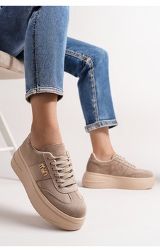 Bahrina Kadın Kalın Taban Tokalı Sneaker Vizon Bahrina Kadın Kalın Taban Tokalı Sneaker Vizon