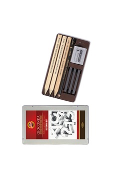 Gioconda Sketching Set Yassı Uçlu Çizim Seti Metal Kutu Gioconda Sketching Set Yassı Uçlu Çizim Seti Metal Kutu