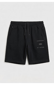 TOMMYLIFE Siyah Baskılı Gizli Cep Detaylı Battal Büyük Beden Erkek Şort - 81300