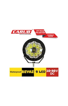 Sis Farı 1 Adet Carub Off-road 10-30v 9led Yuvarlak Beyaz 14x7c Sis Farı 1 Adet Carub Off-road 10-30v 9led Yuvarlak Beyaz 14x7c