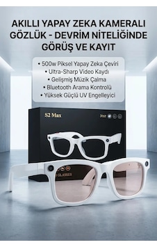 Bay Kameralı Beyaz Akıllı Gözlük Yapay Zeka Destekli Şık Günlük Kullanım Premium Najmaddin