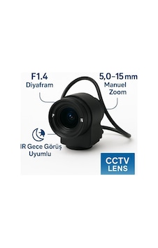 5-15mm F1.4 1/3'' Cs Cctv Otomatik Iris Lens Güvenlik Kamerası Uyumlu Tv0515d-mpır 5-15mm F1.4 1/3'' Cs Cctv Otomatik Iris Lens Güvenlik Kamerası Uyumlu Tv0515d-mpır