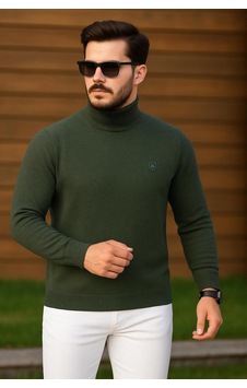Kemal Ekinci Balıkçı Yaka Çelik Örgü Kazak Yeşil Kemal Ekinci Balıkçı Yaka Çelik Örgü Kazak Yeşil