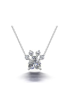 Gümüş Kedi Patisi Kolye Swarovski Taşlı 481610660