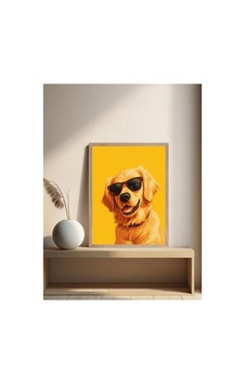 Sevimli Köpek Doğal Ahşap Çerçeveli Tek Parça Dekoratif Tablo Çok Renkli - 819525710 Çok Renkli