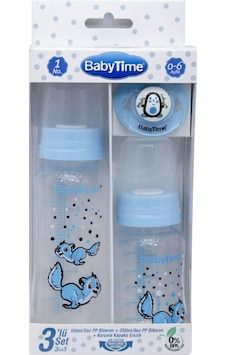 BabyTime 3'lü PP Biberon Emzik Seti Mavi BabyTime 3'lü PP Biberon Emzik Seti Mavi