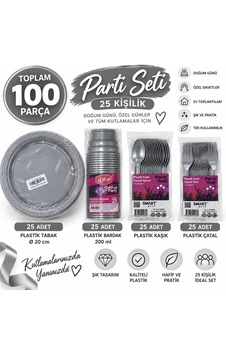 Gümüş Plastik Parti Sofra Seti Şık Ve Pratik Çözüm