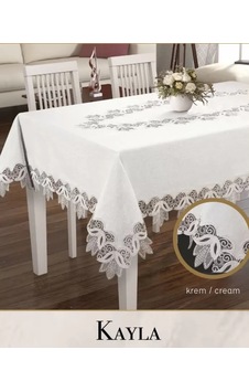 Kayla Model Krem 155x220 Cm Keten Dantel Dekoratif Zarif Yemek Masası Örtüsü Sarı Kayla Model Krem 155x220 Cm Keten Dantel Dekoratif Zarif Yemek Masası Örtüsü Sarı