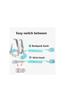 Çocuk Emniyet Tasması Ve Bilek Bağı Seti 3in1 Ayarlanabilir 2.5m Anti Kayıp Sistemi Turkuaz Turquoise