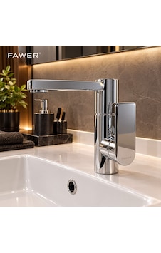 Fawer Faucet & Modern Tek Kollu Krom Lavabo Bataryası Banyo Musluğu Aç-kapa 360 Döner Boru Fawer Faucet & Modern Tek Kollu Krom Lavabo Bataryası Banyo Musluğu Aç-kapa 360 Döner Boru