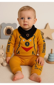 Veraura Lifestyle Oynar Gözlü Fularlı 3'lü Erkek Bebek Takımı Sarı Veraura Lifestyle Oynar Gözlü Fularlı 3'lü Erkek Bebek Takımı Sarı