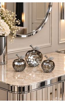 Modern 3 Lü Kristal Özel Kutulu Elma Model Süs Eşyası Obje Ev Aksesuar Gümüş Modern 3 Lü Kristal Özel Kutulu Elma Model Süs Eşyası Obje Ev Aksesuar Gümüş