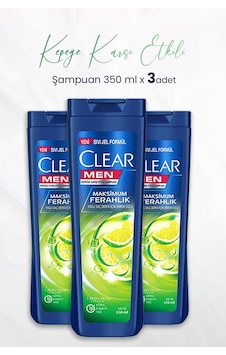 Clear Men Kepeğe Karşı Etkili Şampuan Maksimum Ferahlık Limon Özlü 3 x 350 ML Clear Men Kepeğe Karşı Etkili Şampuan Maksimum Ferahlık Limon Özlü 3 x 350 ML
