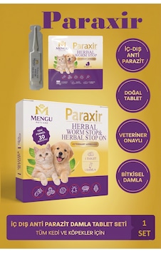 Mengu Petcare Paraxir Kedi İç Dış Bitkisel Parazit İç Dış Damlası Köpek İç Dış Anti Parazit Bit Pire Kene Damla Seti