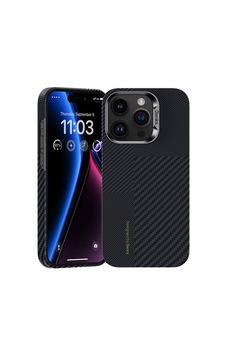 Apple İphone 15 Pro Max M-safe Şarj Özellikli Karbon Fiber Benks Montage Armorair Kevlar Kapak - Siyah