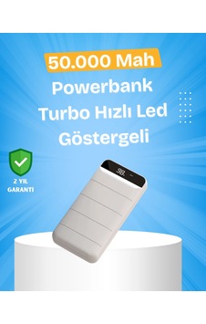 Çoklu Cihaz Uyumlu Led Ekranlı 50000 Mah Powerbank Siyah Çoklu Cihaz Uyumlu Led Ekranlı 50000 Mah Powerbank Siyah