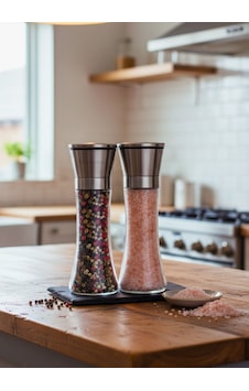 2'li Set Profesyonel Tuz Ve Karabiber Değirmeni 19 Cm Cam Gövdeli Paslanmaz Çelik Metalik Gri 2'li Set Profesyonel Tuz Ve Karabiber Değirmeni 19 Cm Cam Gövdeli Paslanmaz Çelik Metalik Gri
