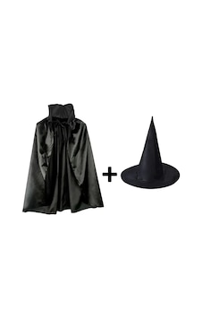 Magicool Siyah Yakalı Pelerin Ve Siyah Cadı Şapkası Seti Çocuk Boy Çok Renkli Magicool Siyah Yakalı Pelerin Ve Siyah Cadı Şapkası Seti Çocuk Boy Çok Renkli