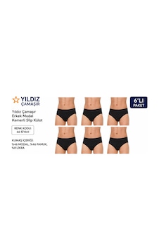 Yıldız Çamaşır Erkek Modal Likralı Kemerli Slip Külot 65-66-67 - 6 Adet Siyah Yıldız Çamaşır Erkek Modal Likralı Kemerli Slip Külot 65-66-67 - 6 Adet Siyah