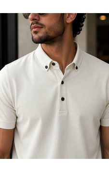 Bys Beystil Erkek Ekru Polo Yaka Düğmeli T-şhirt 263461 Bys Beystil Erkek Ekru Polo Yaka Düğmeli T-şhirt 263461