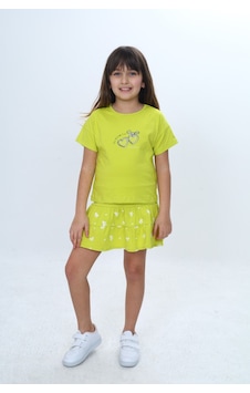 Toontoy Kids Toontoy Kız Çocuk 2'li Garni Baskılı Şortlu Etekli Takım Gülkurusu Toontoy Kids Toontoy Kız Çocuk 2'li Garni Baskılı Şortlu Etekli Takım Gülkurusu