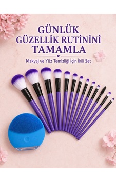 12 Parça Makyaj Fırçası Ve Silikon Yüz Temizleyici Cihaz İkili Güzellik Ve Kişisel Bakım Seti - Lisinya 12 Parça Makyaj Fırçası Ve Silikon Yüz Temizleyici Cihaz İkili Güzellik Ve Kişisel Bakım Seti - Lisinya