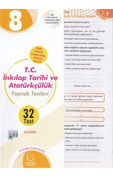 8 Sınıf Tc Inkılap Tarihi Ve Atatürkçülük Yaprak Test Palme Yay 8 Sınıf Tc Inkılap Tarihi Ve Atatürkçülük Yaprak Test Palme Yay