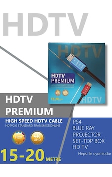 Hdtv Premium Yüksek Hızlı 4k Ultra Hd Hdmı 2.0 Ses Ve Görüntü Kablosu 15 Metre Hdtv Premium Yüksek Hızlı 4k Ultra Hd Hdmı 2.0 Ses Ve Görüntü Kablosu 15 Metre