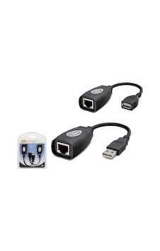 Büro Ev Ofis Network Bağlantısı İçin Siyah 45mt Usb Rj45 Kablolu Uzatıcı Seti