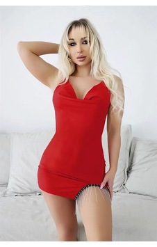 Go İthalat Kadın Bacak Kısmı Boncuk Detaylı Kırmızı Mini Gecelik Go İthalat Kadın Bacak Kısmı Boncuk Detaylı Kırmızı Mini Gecelik