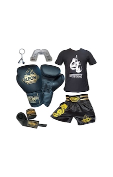 Kogam Boks Eldiveni, Leon Dragon Kick Boks Şortu, Tişört, Bandaj,Siyah Kogam Boks Eldiveni, Leon Dragon Kick Boks Şortu, Tişört, Bandaj,Siyah