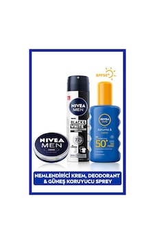 NIVEA Sun Güneş Koruyucu Erkek Kişisel Bakım Seti,SPF50+ Güneş Kremi 200 ML,Deodorant,Nemlendirici