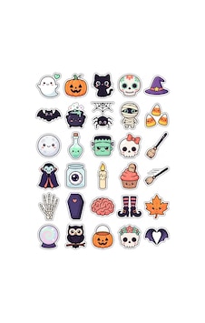 30 Adet Cadılar Bayramı Sticker Seti - Laptop Defter Ajanda Valiz İçin Çok Renkli 30 Adet Cadılar Bayramı Sticker Seti - Laptop Defter Ajanda Valiz İçin Çok Renkli