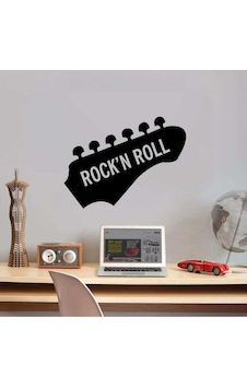 Rock'n Roll Music Dekoratif Genç Odası Duvar Sticker, Çıkartma Siyah