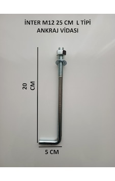İnter L Tipi Ankraj Vidası M12 25cm 25 CM İnter L Tipi Ankraj Vidası M12 25cm 25 CM