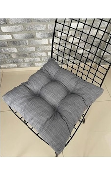 Classic Gri Pofidik Sandalye Minderi - 40x40 Cm