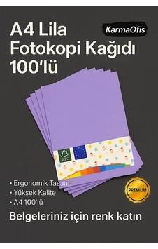 Lila Renk A4 Fotokopi Kağıdı 100'lü Yüksek Kalite Lila Renk A4 Fotokopi Kağıdı 100'lü Yüksek Kalite